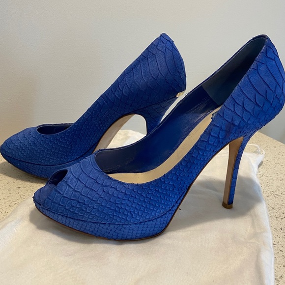 Dior Blue Lizard Peep Toe Pump - Picture 5 of 8